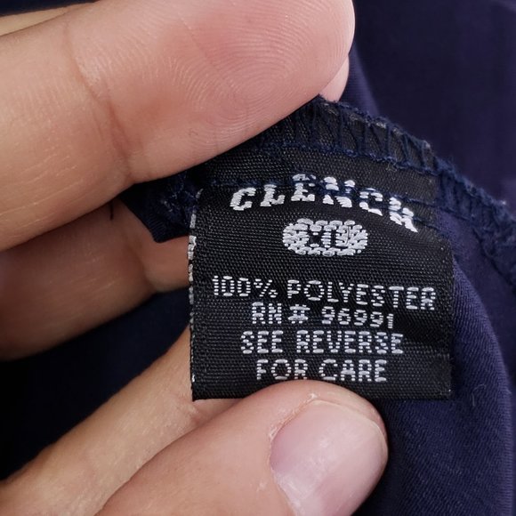 Vtg Clench Jeans 701 Men's XL Navy Blue Spellout Logo Button Up Shirt Y2K - Picture 8 of 9